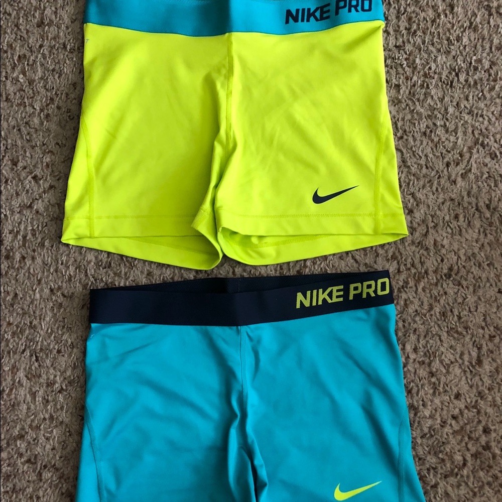 Nike Pro Spandex Shorts Bundle Blue/Yellow Large